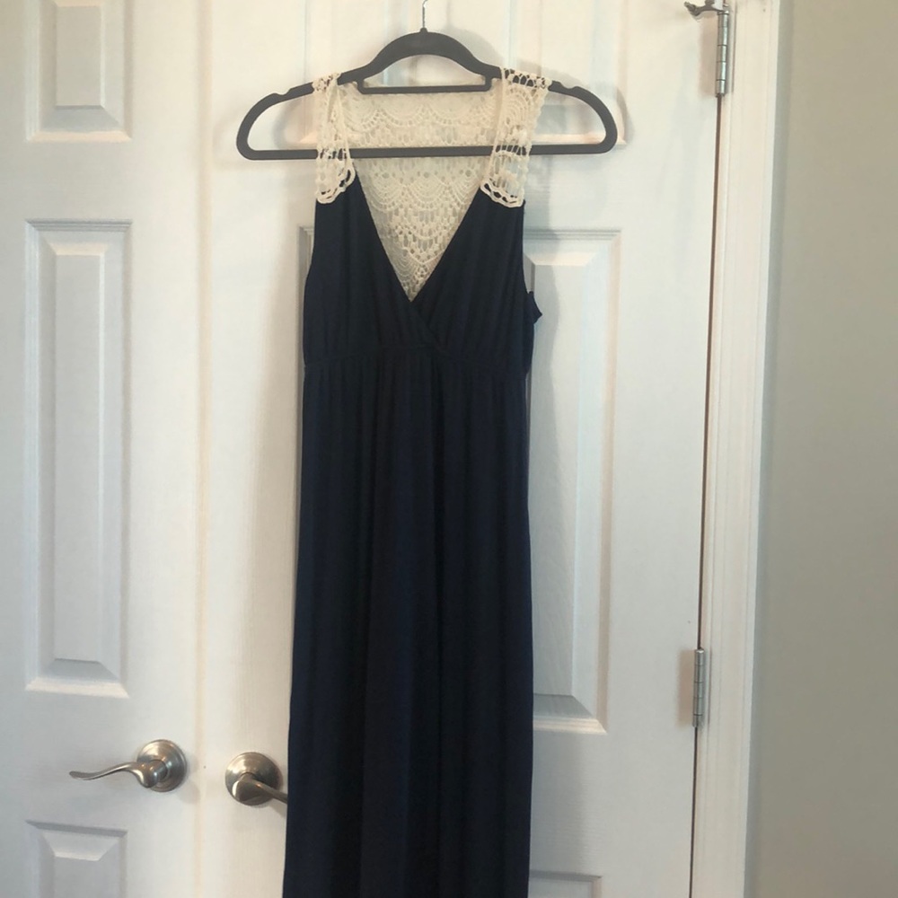 Felicity & Coco navy maxi dress with crochet back